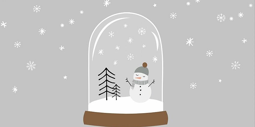 grey and white snowglobe with snowman