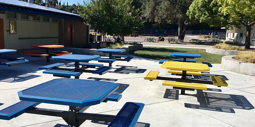 Outside tables and benches